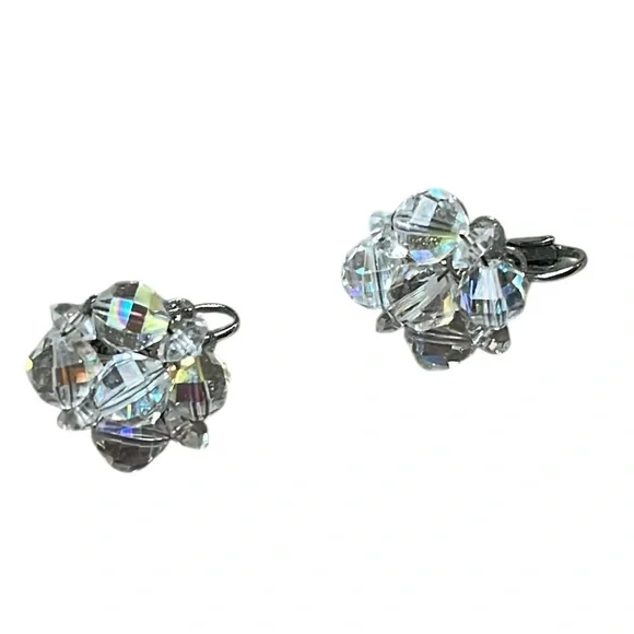 Vintage Laguna Set Necklace Bracelet Clip Earrings Aurora Borealis 1950s Parure - Picture 9 of 16